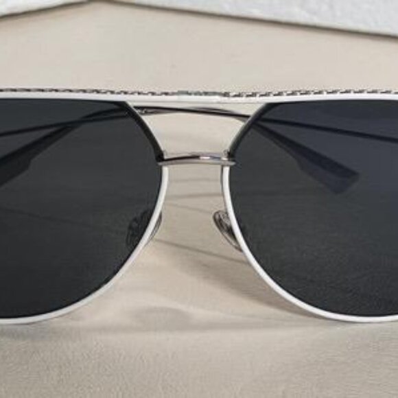 New Authentic DIOR BY DIOR 0102K Palladium White Silver Grey Women's Sunglasses - Picture 14 of 16
